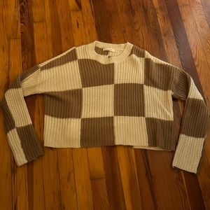 NWOT Tan checkered sweater